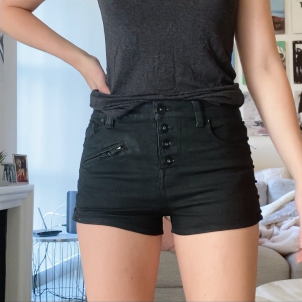 Black pleather shorts